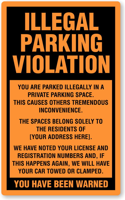 custom illegal parking violation label lb 3472