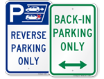 Back In Parking Signs