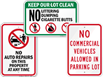 Parking Lot Rules Signs