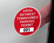 Circular parking permit sticker