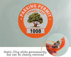 Static cling parking permit stickers