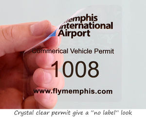 Clear static cling parking permit sticker