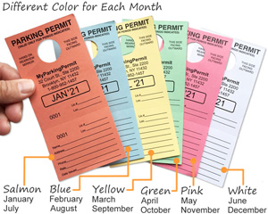 Color-Coded Parking Permit Hang Tags