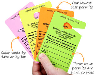 Parking Passes in Fluorescent Colors