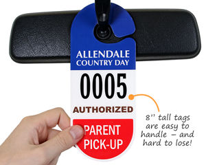 Custom parent pick up tag
