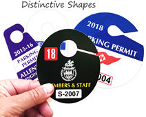 Custom printed and die-cut parking permit hang tags