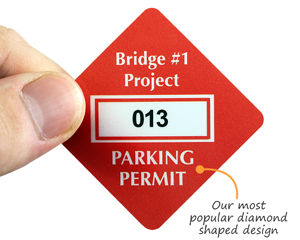 Diamond shaped parking permit decal