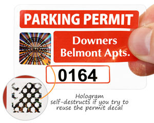 Hologram parking permit sticker