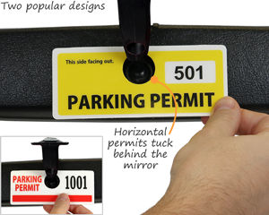 Horizontal parking permit hang tags
