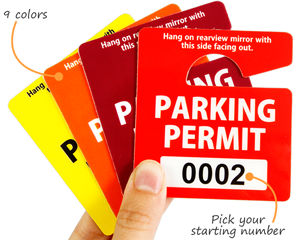 In-stock parking hang tags
