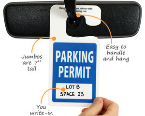 Large parking permit hang tag
