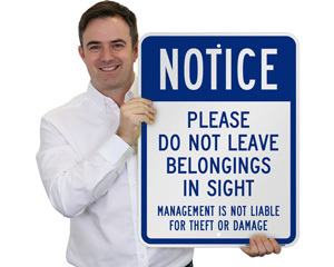 Notice Lock Car Sign