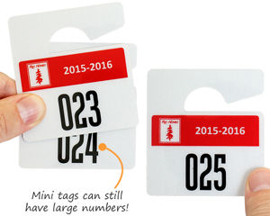 Mini parking tags with large numbering