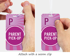 Parent pick-up tag for backpack