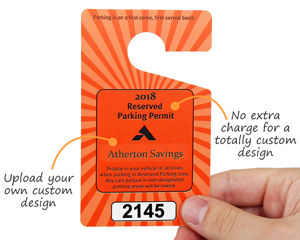 Custom parking permit hang tag