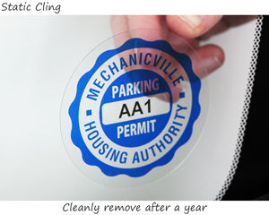 Parking permit sticker for the inside of the windshield 