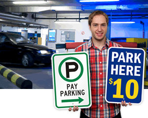 Pay for parking signs