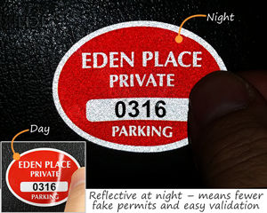 Reflective parking permit decals for mirrors