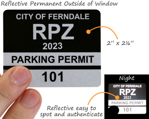 Reflective parking permit decals with back stick