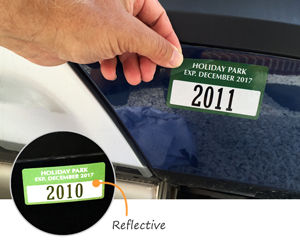 Reflective parking permit stickers for bumpers