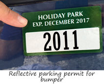 Reflective parking permits for bumpers