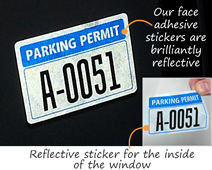 Reflective parking stickers for car windows