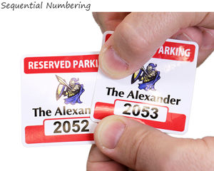 sequentially numbered parking permit decals