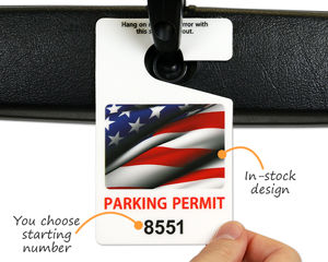 Stock parking tags with American flag