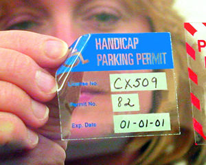 Temporary handicapped parking permit decals