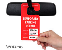 Temporary parking permit with write-in areas for permit number and expiration