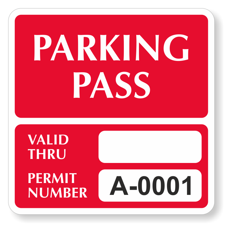 Parking Pass Numbered Decal Signs, SKU: PP-0186