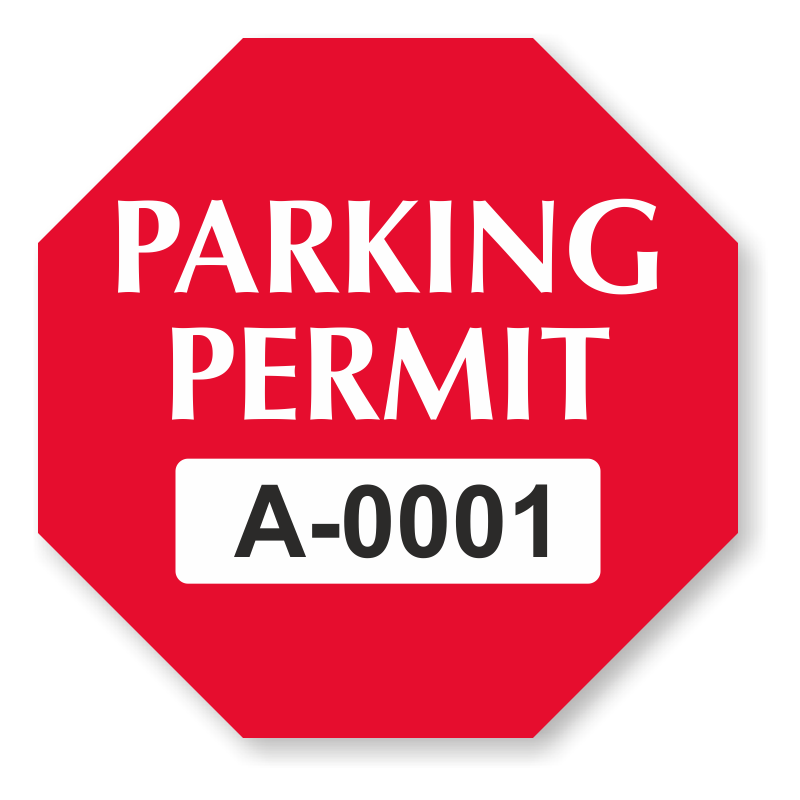 Parking Permit Octagon Shaped Sticker, SKU: PP-0209