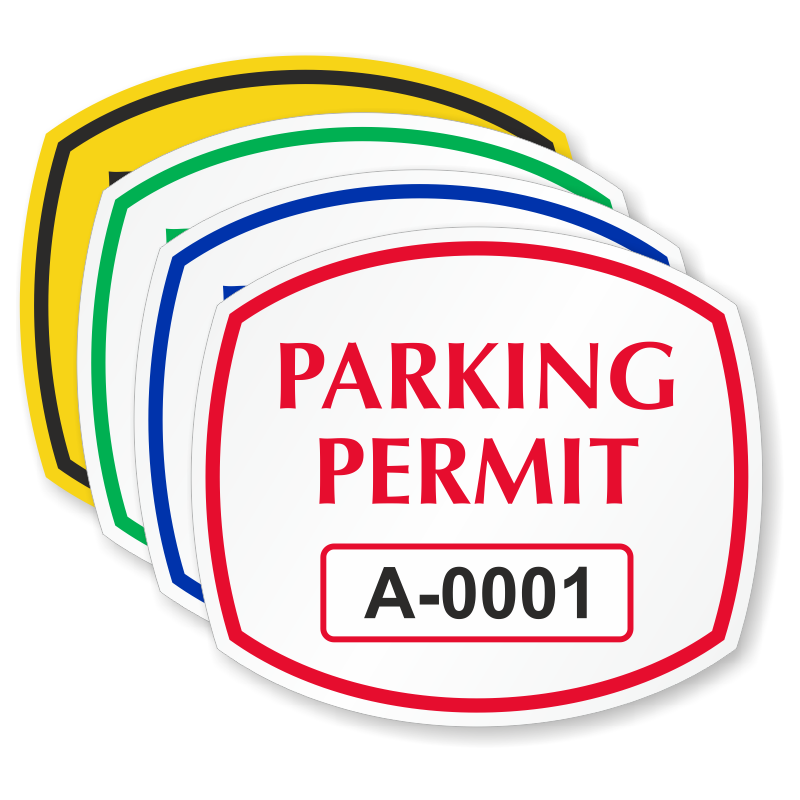 Parking Permit Squarish Oval Shaped Sticker Signs, SKU PP0205