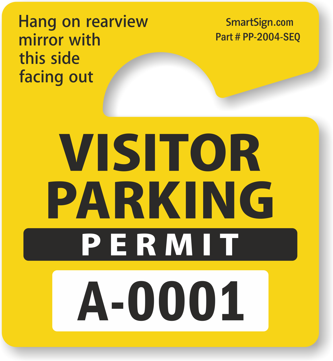 Stock Parking Permit Hang Tag, Yellow, SKU: PP-2004-SEQ
