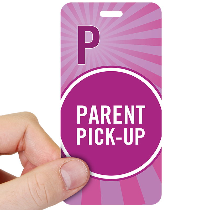 Parent Pick Up Pass Backpack Tilted Purple Stripes