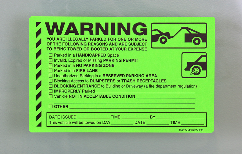 5 in. x 8 in. Parking Violation Stickers You are Illegally Parked for One (or more) of These