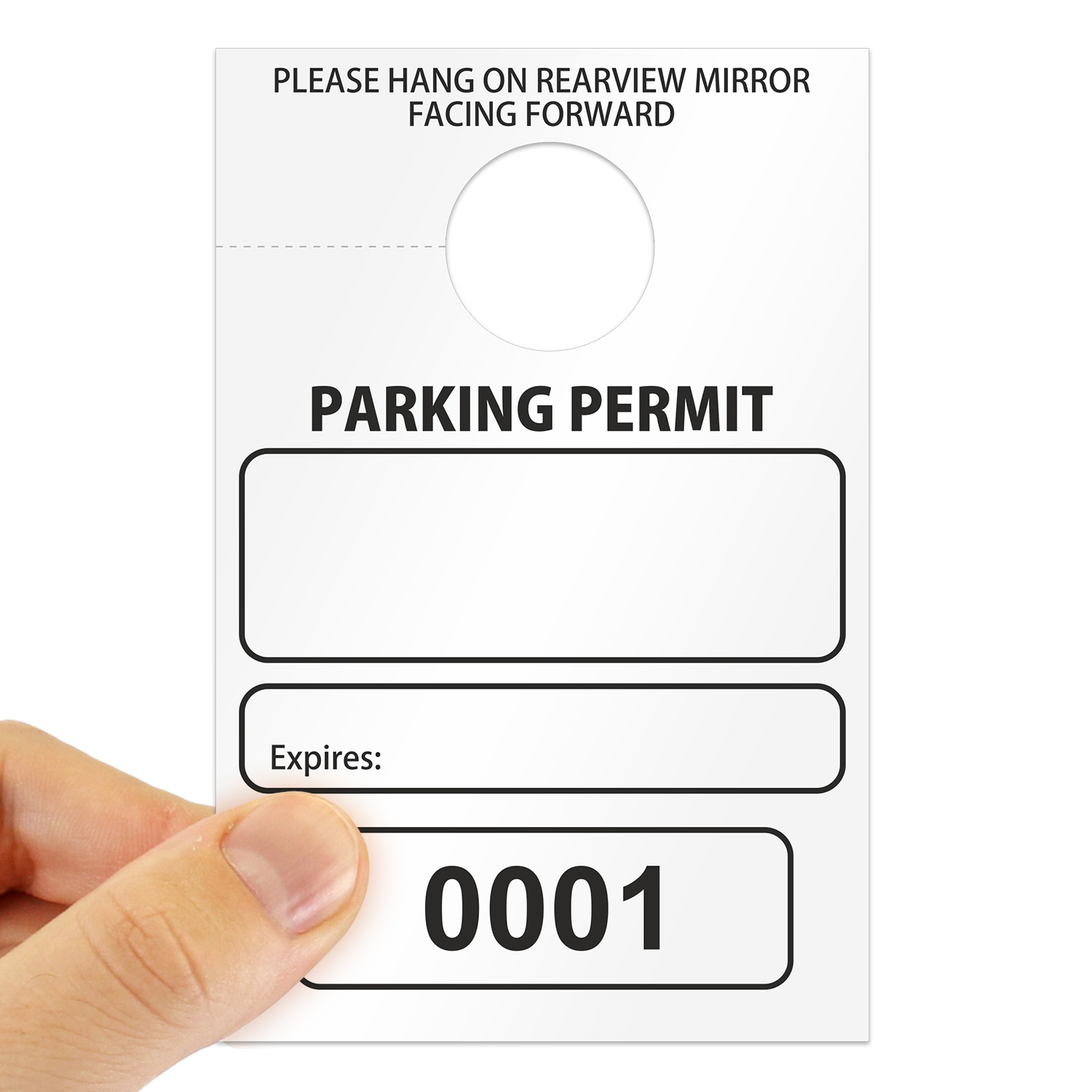 Numbered Parking Permit 4-3/4" x 3-1/8", Mirror Hang Tags Yellow Cardstock 