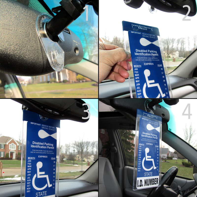 SmartSign 2-Pack Clear Parking Permit Holders, 6.625 x 3.375 inch Vinyl  Placard Holder for Rear View Mirror, Vertical Hang Tag Holder for Handicap