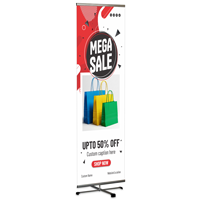 Mega Sale Up To Off Shopping Bags Banner and Banner Stand Kit