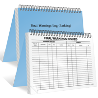 Large Parking Violation Final Warnings Issued Log Book
