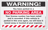 Warning No Parking Area Sticker