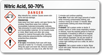 Nitric Acid 50 70% Chemical GHS Label 2in. x 3.75in.