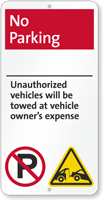 No Parking, Unauthorized Vehicles Towed iParking Sign