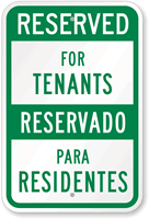 Bilingual Reserved For Tenants Sign
