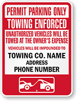 Permit Parking Only Custom Towing Enforced Sign