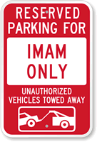 Reserved Parking For Imam Only Sign