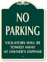 No Parking Tow Away Signature Sign
