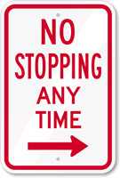 No Stopping Any Time Sign