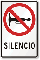 Silencio, No Honking Spanish Traffic Sign