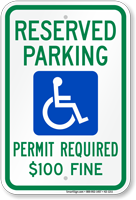 Delaware Reserved ADA Parking Permit Required Sign